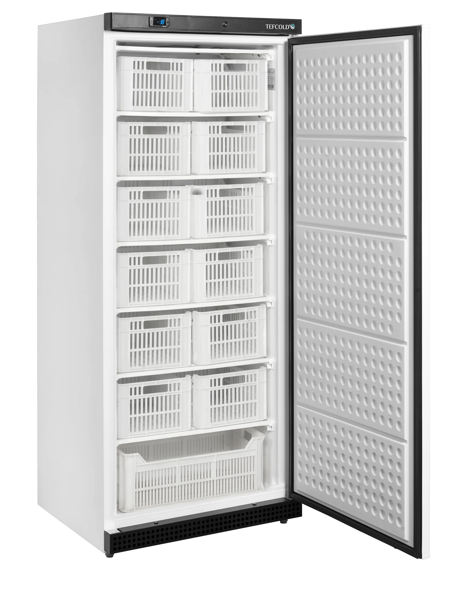 Tefcold UF600 with Baskets image showing door fully open