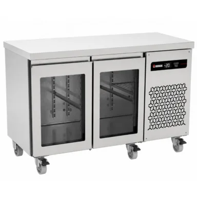 274L Double Hinged Glass Door Gastronorm Counter Refrigerator