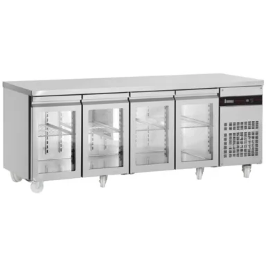 583L Four Hinged Glass Door Gastronorm Counter Refrigerator