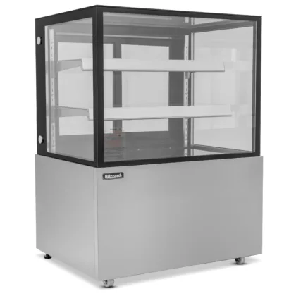 92cm Double Tier Heated Flat Glass Display Unit