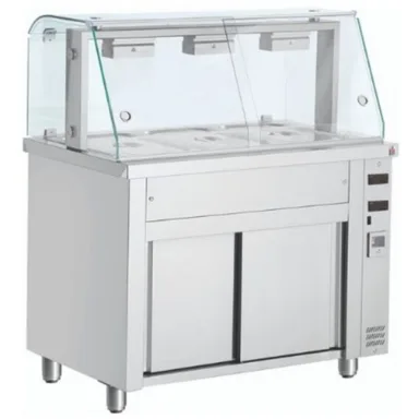 Bain Marie With Heated Cupboard And Glass Canopy 3 x GN1/1