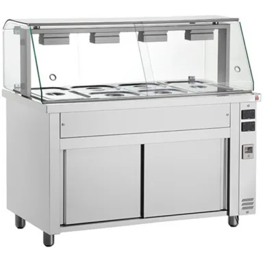 Bain Marie With Heated Cupboard And Glass Canopy 4x GN1/1