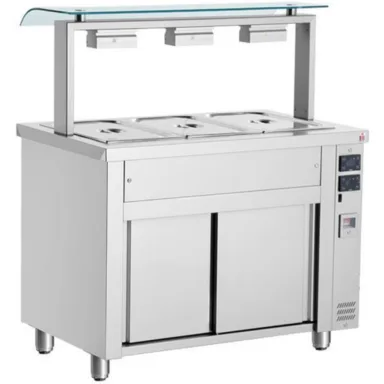 Bain Marie With Sneeze Guard 3x GN1/1