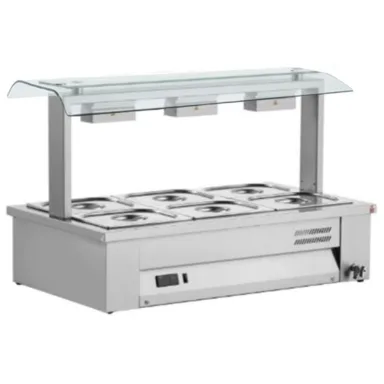 Counter Top Bain Marie With Double Sneeze Guard 3x GN1/1