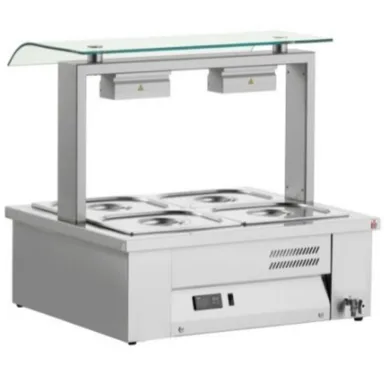 Counter Top Bain Marie With Sneeze Guard 2x GN1/1