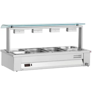 Counter Top Bain Marie With Sneeze Guard 4x GN1/1