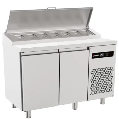 Double Hinged Door Gastronorm Prep Counter With Raised Collar