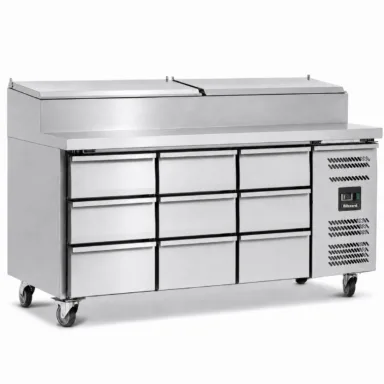 Six Drawer Refrigerated Prep Counter With Raised Collar
