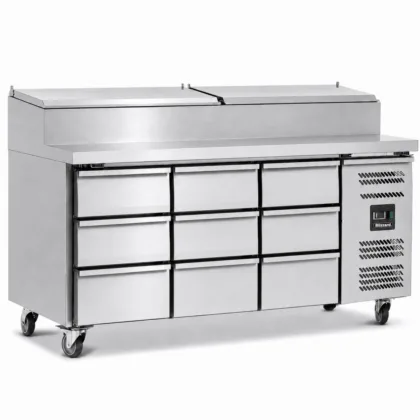 Six Drawer Refrigerated Prep Counter With Raised Collar