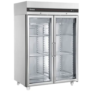 Upright Double Hinged Glass Door Heavy Duty Refrigerator